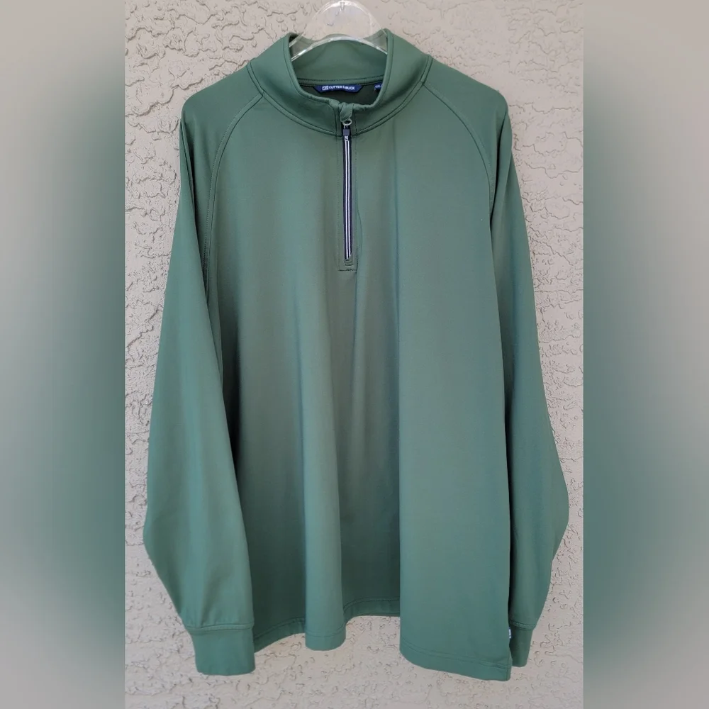 Cutter & Buck Adapt Eco Knit Stretch Quarter Zip Pullover golf Mens XXL Green